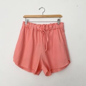 SHORE pink linen blend shorts